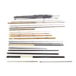 Fishing rods and poles, including a Shakespeare 5.4m pole, and a rod bag (a quantity)