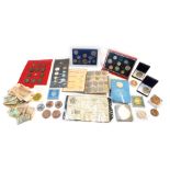 A group of commemorative and other coinage, to include Elizabeth II 1986 coin set, various medallion