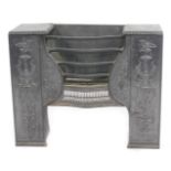 A late 19th/early 20thC cast fire grate, with Neoclassical swag decoration, with storks, and central