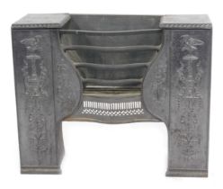 A late 19th/early 20thC cast fire grate, with Neoclassical swag decoration, with storks, and central