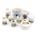 A group of porcelain commemorative wares, to include Wedgwood commemorative mug to celebrate the We