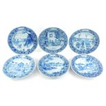 A set of six Delft blue and white month plates, comprising January to June, initialled verso H S, 24
