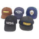 A group of American Police related baseball caps, comprising Nevada, United States Marshall, Sheriff