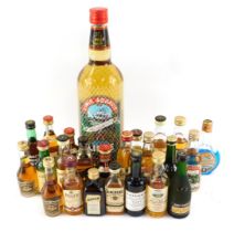 A group of alcohol miniatures, to include Famous Grouse Whiskey, Martell Cognac, Cointreau, Dambruie