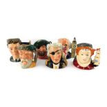 Six Royal Doulton character jugs, comprising John Doulton D6656, Michael Doulton D6808, Queen Elizab