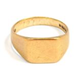 A 9ct gold signet ring, with rectangular panel, ring size Y½, 7.5g.