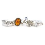 Four Gemporia dress rings, each stone set, to include amber, cz, floral twist rings, etc., each whit