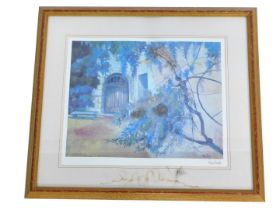 After Madge Bright (20thC School). Cottage door in cottage garden, signed in pencil to margin, 36cm