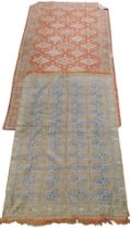 Two Eastern machine woven wall hangings, 240cm x 135cm and 160cm x 116cm