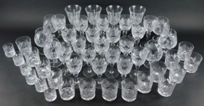 A part suite of Thomas Webb drinking glasses in the St Andrews pattern, to include brandy glasses, t