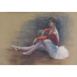 20thC School. Study of a seated ballerina, pastel, unsigned, 45cm x 62cm.