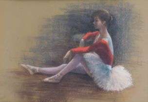 20thC School. Study of a seated ballerina, pastel, unsigned, 45cm x 62cm.