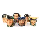 Five Royal Doulton character jugs, comprising Robin Hood D6534, Charles Dickens D6901, Gone Away D65