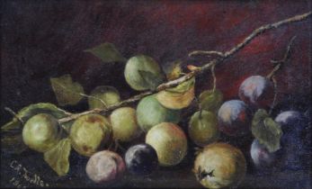 C R Twells (early 20thC School). Still life depicting fruit, oil on canvas, signed and dated 1906, 2