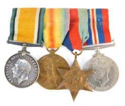 Two World War Two medals, comprising 1914 to 1918, and Victory Medal, named to A E H James, Buoy 1 R