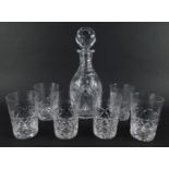 A 20thC decanter and stopper, 29cm high, together with six cut glass tumblers, each 10.5cm high.
