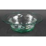 A Whitefriars sea green glass bowl, with spiral ribbed decoration, possibly 1949, pattern number 927