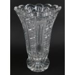 A 20thC cut glass vase, of inverted trumpet form, of shaped circular foot, 31cm high,