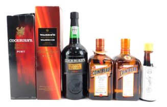 A group of alcohol, to include a bottle of Cockburns Port, Wares Port, Cointreau, etc. (a quantity)