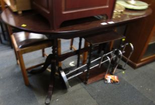 A mahogany and line inlaid twin pedestal dining table, 76cm high, the top 124cm x 76cm, together wit