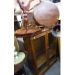 A group of furniture, to include glazed front display cabinet, oak occasional table, etc.