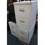 Three grey metal two drawer filing cabinets, 70cm high, 47cm wide, together with a black metal two d