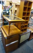 A group of furniture, to include CD rack, occasional table with glass top, two drawer filing cabinet