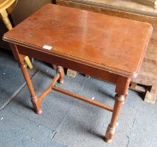 An oak side table.