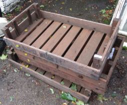 Three pine fruit or vegetable crates, each sign written to include Maurice Mason Ltd, J H D Weston,