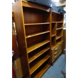 A mahogany open bookcase, with six shelves, 179cm high, 90cm wide, 29cm deep, together with a State