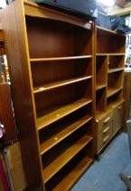 A mahogany open bookcase, with six shelves, 179cm high, 90cm wide, 29cm deep, together with a State