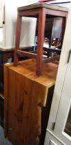 A pine blanket box, together with a stool. (2)