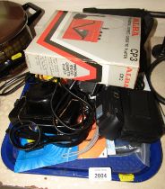 Electronic equipment, comprising an Alba CP3 cassette player, Nikon camera chargers, Minolta camera,