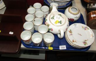 Twelve Franklin Mint collectors beakers, a Wedgwood tea pot, six Rosenthal Bavarian flower side plat