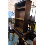 A group of furniture, to include hostess trolley, open bookcase, 137cm high, bedroom chair, trifold