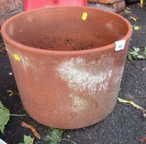 A terracotta garden plant pot, of circular form, 34cm diameter.