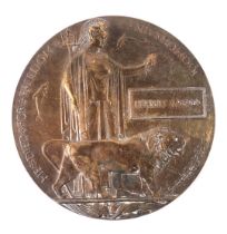 A World War I bronze death plaque, for Herbert Archer, 11cm wide.