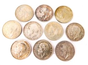 A collection of George V part silver florins, various dates.