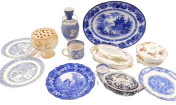 A group of ceramics, comprising two Royal Worcester Evesham tureens, a Copeland Spode Italian tea bo