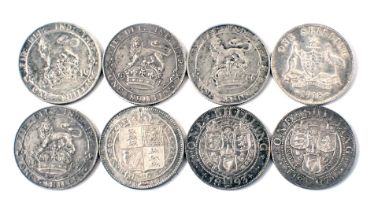 Various Victorian and later shilling coins, various dates and conditions.