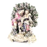 A Continental Derby style porcelain figure group, modelled in the form of a gentleman and lady playi