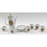 A 1950s/60s JG Meakin studio ceramic coffee set, decorated with a roundel.
