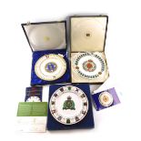 Three commemorative plates, a Spode limited edition plate for Salisbury Cathedral, another for The R