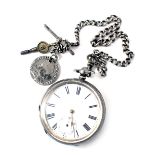 A George V pocket watch, with white enamel Roman numeric dial, seconds dial and gold hands, in a whi