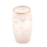 A small Daum of Nancy art glass vase, with acid etched decoration of mistletoe picked out in white e