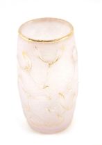 A small Daum of Nancy art glass vase, with acid etched decoration of mistletoe picked out in white e