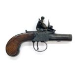 A 19thC flintlock pistol by Robert Bolton of Wigan, with walnut stock, inset with silvered monogram,