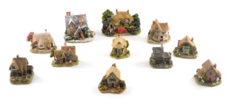 A Lilliput Lane Pen Pals 1000 Anniversary Cottage, and other similar pieces. (1 tray)