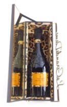 A bottle of Veuve Clicquot la Grande Dame 2006 champagne, by the shoe designer Charlotte Olympia, in