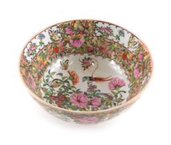 A 20thC Chinese porcelain bowl, decorated in Canton style with pseudo six character mark, 25.5cm hig